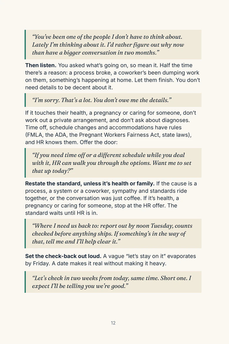 Exact Words page 12 – Script 1: the conversation beats with scripted lines