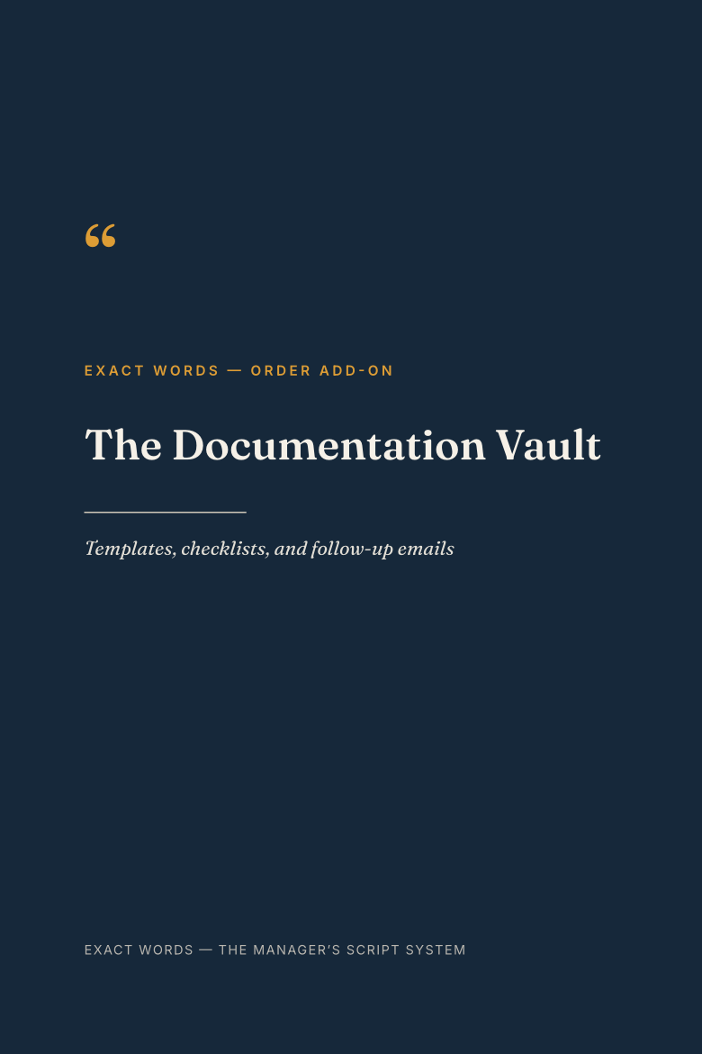The Documentation Vault — templates, checklists, and follow-up emails